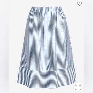 JCREW striped cotton linen midi skirt size XXS